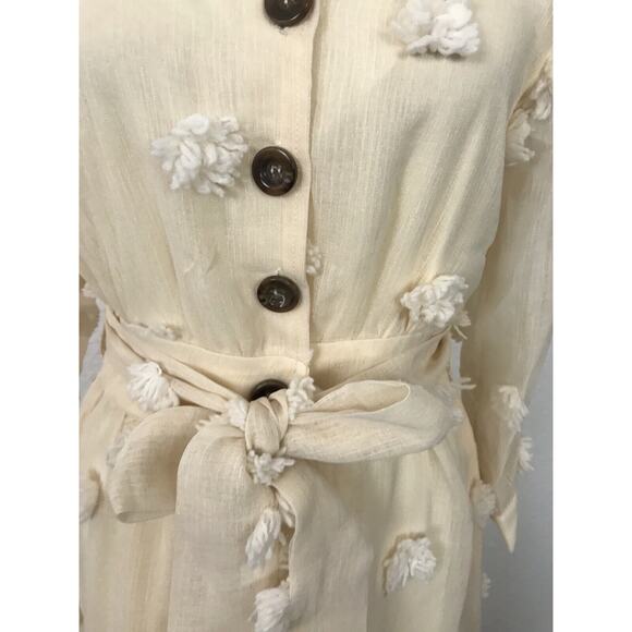 Listicle Melena Semi Sheer Pom Pom Belted Midi Shirt Dress - Picture 4 of 12